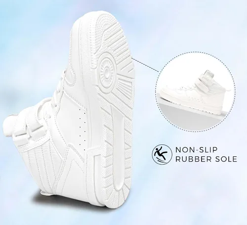 Vista 3 de LUCKY STEP Tenis de baloncesto de moda para mujer, botas de tobillo para caminar, zapatos de tenis con plataforma de gancho y bucle, zapatos