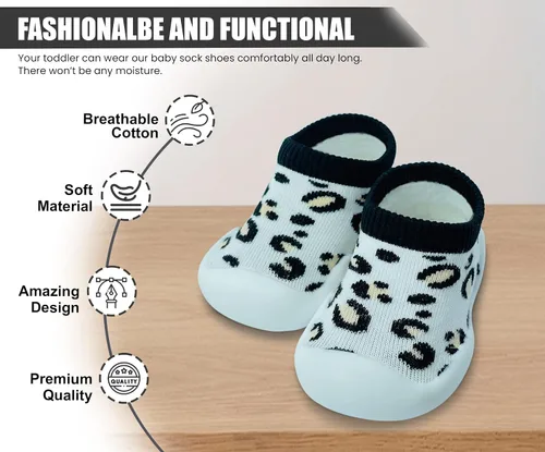 Vista 2 de Baby Shoes Boys Girls First Walking Shoes Non Slip Soft Sole Sneakers Toddler Infant Babygirl Sock Shoes