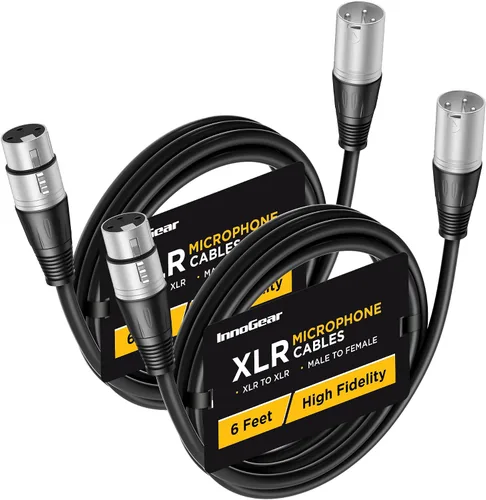 Vista 14 de InnoGear XLR - Cables de micrófono, 3 pies, paquete de 2 cables de cobre sin oxígeno macho a hembra de 3 pines, cable de micrófono XLR equilibrado