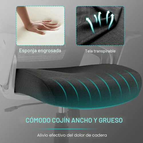 Vista 6 de SUNNOW Silla de oficina, silla ergonómica de escritorio para computadora, silla ejecutiva resistente, soporte lumbar ajustable, brazos abatibles