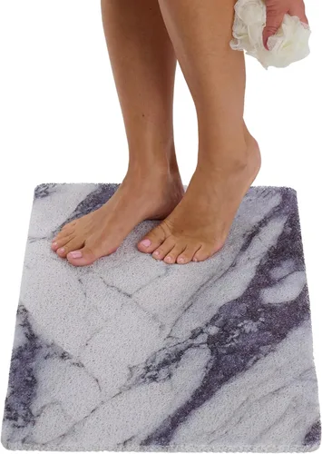 Vista 140 de Enkosi Alfombra de ducha antideslizante Loofah para suelos de ducha, bañera, baños, zonas húmedas, alfombrilla de baño acolchada con agujeros