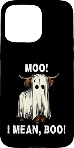 Vista 28 de iPhone 16 Funny Ghost Highland Cow Halloween Moo I Mean Boo Men Women Case