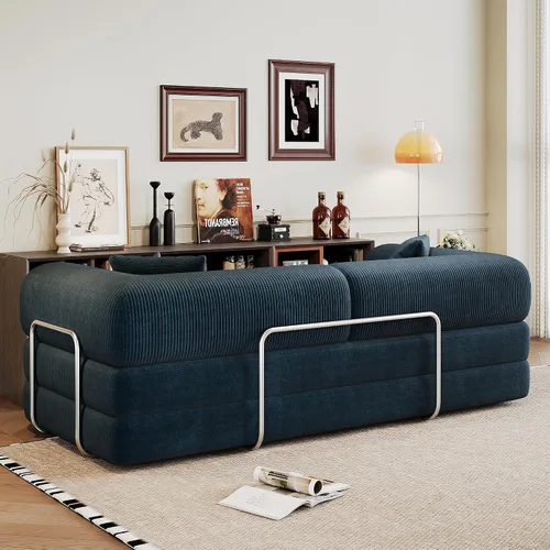 Vista 2 de Sofá modular de 78.8 pulgadas, sofá cama convertible con respaldo de almohada, sofá cama de nube sin hueso, futón en forma de L para sala de estar