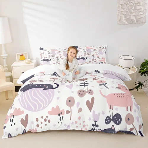 Vista 27 de Feelyou Funda de edredón de elefante de dibujos animados para niños, tamaño individual, juego de ropa de cama de cocodrilo para niños y niñas, funda