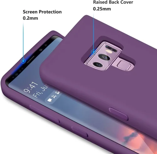 Vista 3 de Diseñada para Galaxy Note 9, silicona líquida de goma de gel a prueba de golpes, forro de tela de microfibra suave, compatible con Galaxy Note9
