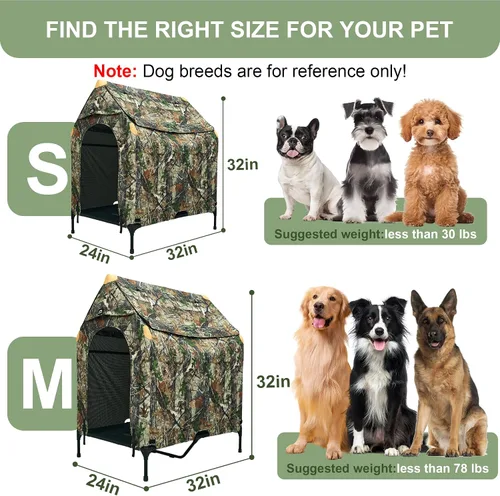 Vista 4 de Casa para perros al aire libre, perrera con toldo, tienda de campaña impermeable y transpirable para perros medianos, refugio plegable para perros