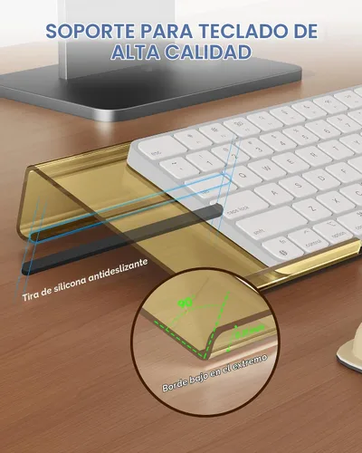 Vista 5 de Laborio Soporte de muñeca para teclado de computadora para escritorio, soporte para teclado para escribir fácilmente con almohadilla de muñeca