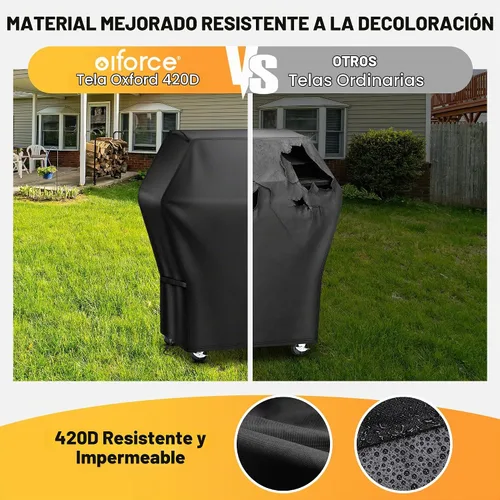 Vista 6 de Funda para parrilla de 32 pulgadas para parrilla al aire libre, impermeable, resistente a la intemperie, resistente a los rayos UV y a