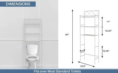 Vista 2 de J&V TEXTILES Organizador de baño de 3 estantes sobre el inodoro, protector de espacio de baño (negro)
