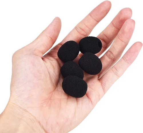 Vista 4 de eBoot Paquete de 5 auriculares con solapa de tamaño pequeño, color negro Mic Muffler Pop Filter, Lapel Mic Foam Cover, Small Mic Windscreen,Fits