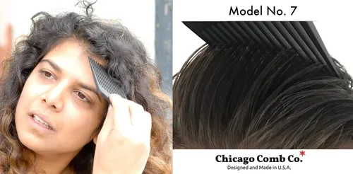 Vista 4 de Chicago Comb Peine de púa de fibra de carbono modelo 7, para peinados largos y gruesos y afro, color negro, 6 pulgadas (5.9 in)