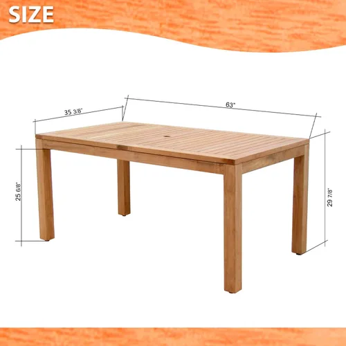 Vista 3 de Amazonia Bruselas - Juego de comedor rectangular de teca y mimbre, 7 piezas, color marrón claro