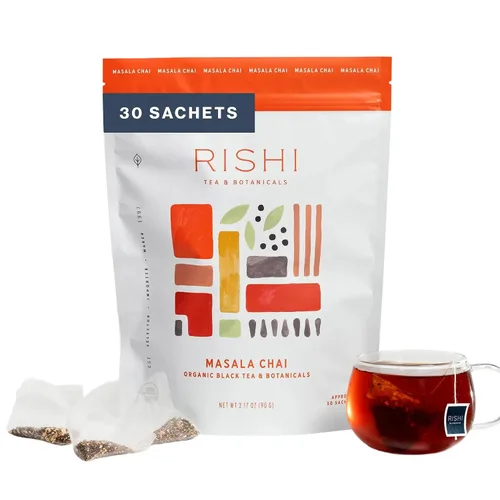 Vista 9 de Rishi Tea Té Masala Chai - Orgánico, Mezcla de Té Negro de Hoja Suelta de Assam con Especias Enteras, Energizante y Con Cafeína - 16 Onzas, +37