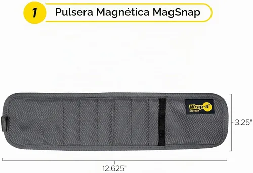 Vista 3 de Pulsera magnética MagSnap de Wrap-It Storage - Gris grafito - Gran regalo para papá cinturón de herramientas y soporte de tornillo Gris
