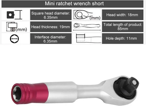Vista 3 de Juego de mini llaves de trinquete de 1/4 de pulgada, herramienta de reparación para vehículo, bicicleta, bicicleta, kit de llaves de vaso de 72