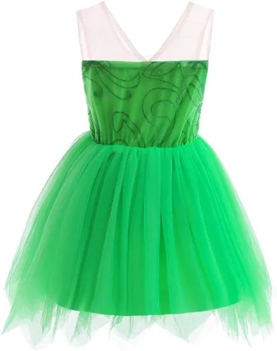 Vista 2 de Lito Angels Disfraz de hada verde de Halloween con alas y accesorios para bebés, niños pequeños y niñas