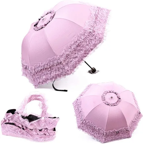Vista 2 de FoldCompact Sun&Rain - Paraguas de viaje ligero, rosa morado, tamaño único (rosa morado)