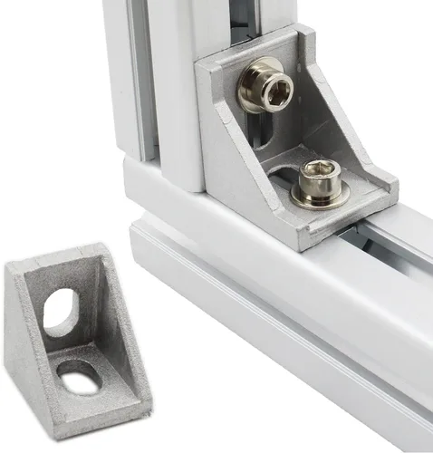 Vista 7 de Paquete de 10 soportes de esquina de perfil de aluminio, cierre de junta de ángulo recto en forma de L, conector para perfil de extrusión