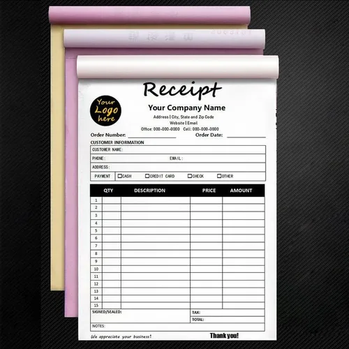 Vista 2 de Libro de recibos personalizado de 2 partes/3 partes, libro de recibos personalizado, multiusos, duplicado, sin carbono, con el nombre y logotipo