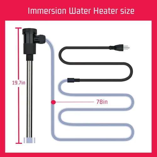 Vista 4 de Calentador de agua de inmersión de 240 V y 3000 W para piscina y bañera de hidromasaje, calentador sumergible eléctrico portátil con control
