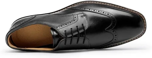 Vista 2 de DESAI Zapatos de vestir clásicos Oxford para hombre, zapatos formales de cuero de grano completo con cordones para hombre
