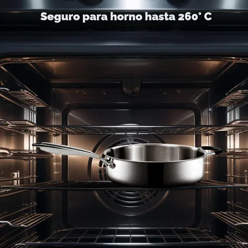 Vista 6 de SLOTTET Sartén de acero inoxidable de tres capas con tapa, sartén profunda de 5 cuartos de galón con cómodo mango de silicona, sartén de 11.5