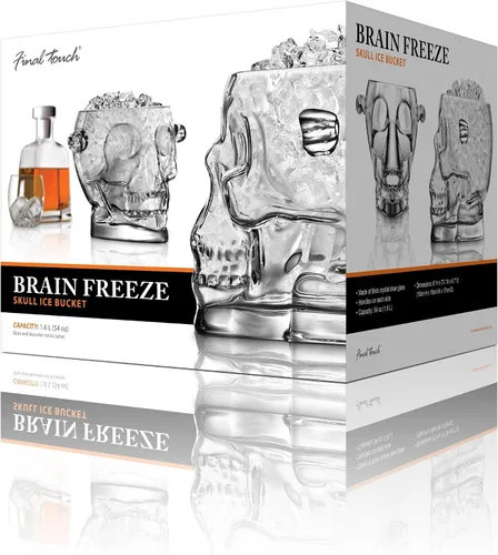 Vista 6 de Final Touch BrainFreeze Cubo de hielo de cristal con diseño de calavera