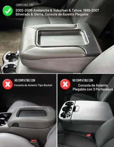 Vista 2 de KBH Funda para reposabrazos de consola central para Chevy Silverado y GMC Sierra 1999-2007, Avalanche & Suburban y Tahoe 2002-2006, asiento de negro