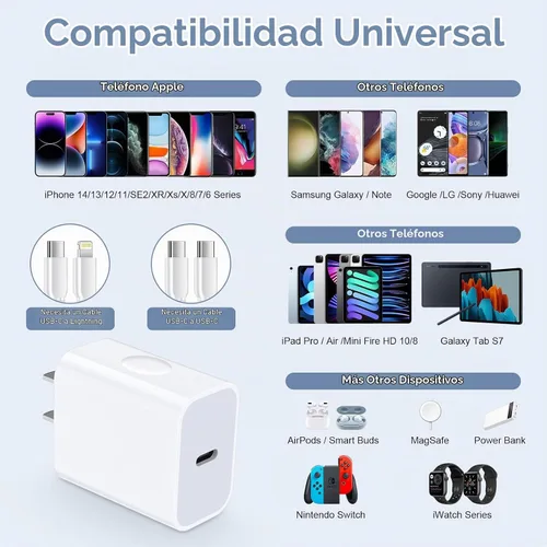 Vista 7 de USB C Samsung S25 FE Bloque de carga rápida para Galaxy S24 S23 FE Ultra S22 Plus S21 A16 A15 A25 A05 A05S A14 A54 A13, iPhone 16 Pro Max 15 Plus 14