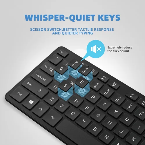 Vista 5 de Teclado con cable USB, teclas cómodas y silenciosas de chocolate, teclado de computadora ultradelgado y duradero con cable (QWERTY) para PC, Windows