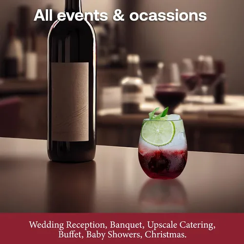 Vista 5 de Smarty Had A Party Copas de vino de plástico sin tallo de 12 onzas, paquete de 64 vasos de vino desechables transparentes para bodas, fiestas