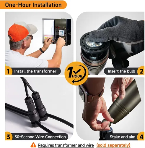 Vista 8 de Gardenreet Focos de paisaje de bajo voltaje - Luz superior LED de latón 12V para exterior, luces focales cableadas IP65 impermeables, enfoque