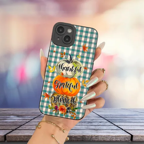 Vista 3 de Thankful Grateful Blessed Fall Pumpkins Thanksgiving Plaid Funda para iPhone 16, 15, 14, 13, 12, 11 Pro Max, Galaxy S25 S24 S23 S22 S21 FE Plus A16