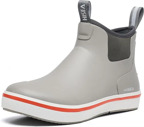 Vista 10 de HISEA Botas de lluvia para hombre, impermeables, de goma, neopreno, zapatos Negro