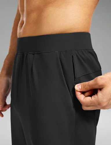 Vista 4 de Pantalones deportivos para hombre con bolsillos con cremallera, pantalones deportivos elásticos para entrenamiento, gimnasio, golf, correr, casual