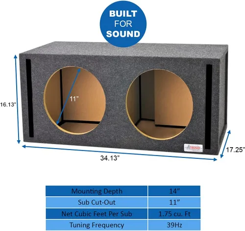 Vista 2 de Atrend 12JL01DV 12" JL Audio Dual Vented Subwoofer/Altavoz Caja Compatible con Subwoofers Serie WO y W1. Fabricado en Estados Unidos