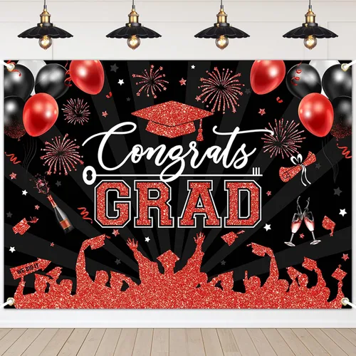 Vista 15 de Avezano Fondo de graduación Congrats Grad, decoraciones de fiesta de graduación de clase de 2026, fondo de sesión de fotos, felicitaciones