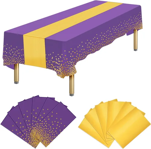 Vista 16 de Paquete de 12 manteles rectangulares de plástico negro desechables y satinados, mantel rectangular negro y dorado para cumpleaños, aniversario