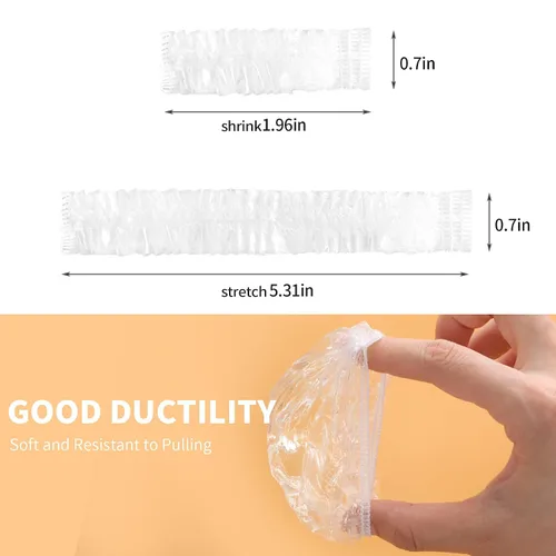 Vista 3 de Paquete de 200 protectores de oído transparentes, desechables, impermeables, para teñir el cabello, protectores de oídos de plástico impermeables