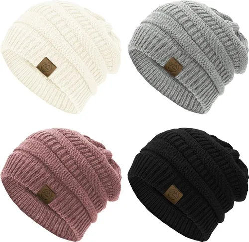 Vista 13 de Durio - Gorros de punto para mujer - Gorros holgados unisex, cálidos para invierno, suaves, transpirables y acogedores, con puño elástico de punto