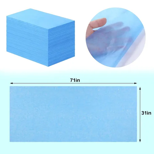 Vista 8 de 100 fundas para mesa de masaje de 31 x 71 pulgadas, impermeables, desechables, de tela no tejida, protector transpirable para terapia de masaje Azul