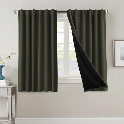 Vista 8 de H.VERSAILTEX Cortinas 100% opacas para dormitorio con forro negro, cortinas de oscurecimiento de habitación completa, con aislamiento térmico