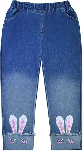 Vista 6 de Peacolate 1-5 años de primavera y otoño, vestido de manga larga con capucha, chaqueta de mezclilla y jeans