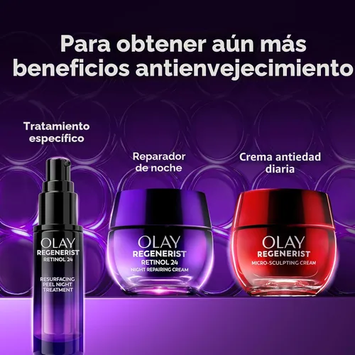 Vista 10 de Olay Crema de noche de retinol para mujeres, hidratante facial antienvejecimiento, sin fragancia, no grasa, antiarrugas, líneas finas suaves