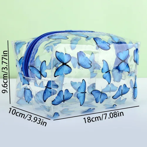 Vista 6 de Pequeña bolsa de cosméticos, bolsa de maquillaje transparente para la escuela, bonita bolsa de viaje para mujer, estuche organizador de maquillaje