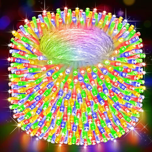 Vista 10 de Cadena de luces de Navidad para exteriores, 125 pies con 350 luces LED, 8 modos y función de temporizador con memoria, luces de hadas parpadeantes