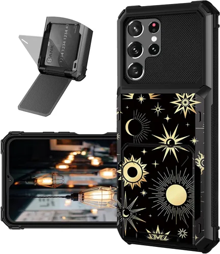 Vista 23 de Funda tipo cartera para Samsung Galaxy S22 Ultra con ranura para tarjetero, funda con tapa híbrida de doble capa, resistente, a prueba de golpes