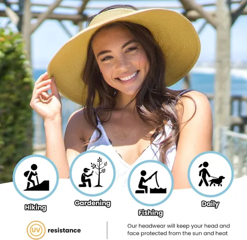 Vista 38 de Simplicity - Sombrero con protección solar UV UPF 50 para mujer, convertible en visera para playa