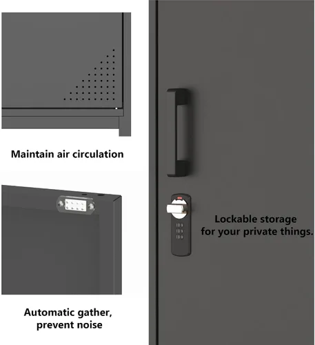 Vista 4 de Steehoom Armario de almacenamiento de metal con cerradura, armario con cerradura de 4 niveles, taquillas para empleados, vestuario, hogar, oficina