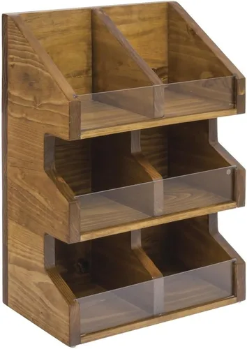 Vista 2 de Cal-Mil 2054-99 Madera Condimentos Organizador/Expositor Doble